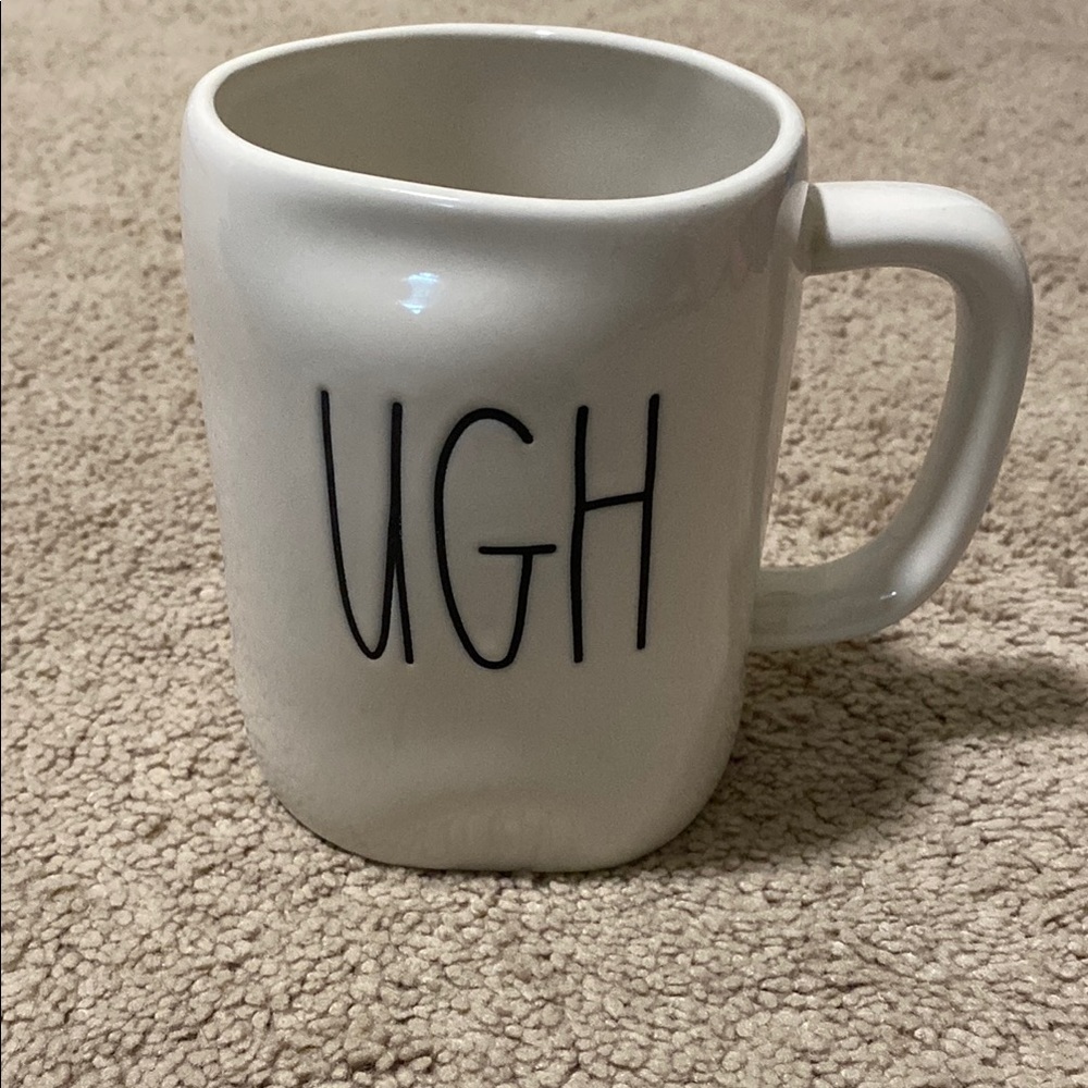 White Ceramic Mug with Black Text